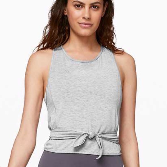 Lululemon Turn to Tie Tank Heathered Core Light Grey SZ 8 Wrap Top modal Jersey - Picture 4 of 10